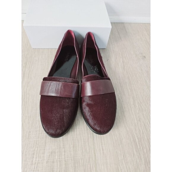 Vince Mason Burgundy Red Calf Hair Leather Slip On Loafer Flats Shoes Size 10 - Picture 5 of 9